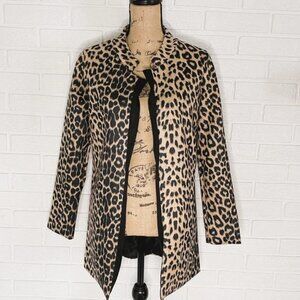 Hipster Row Leopard Open Jacket with Stand Up Collar
